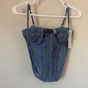 Urban Outfitters Blue Lace Corset Top
